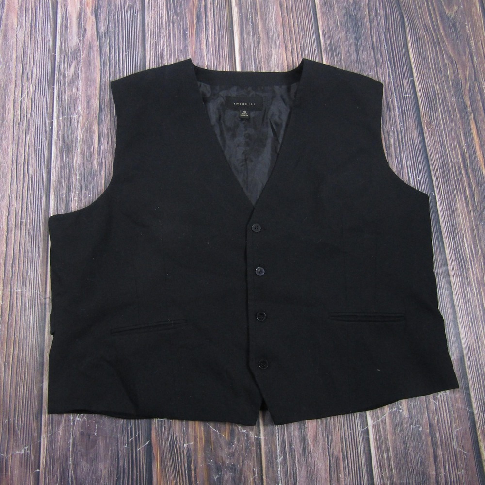 Suit Vest Twinhill Mens 2XL Black Stretch 2 Piece Formal Waistcoat Business
